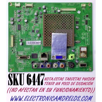 MAIN PARA TV VIZIO / NUMERO DE PARTE XECB02K007 / 756TXECB02K007 / 715G6274-M02-000-004K / 006LP0262905A / PANEL TPM236H3 / DISPLAY M236HGJ -P02 / MODELO E241i-B1 LTT6PQAQ